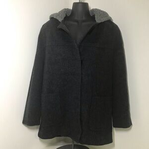 John Caruana 100% Wool Hooded Coat Parka Small S